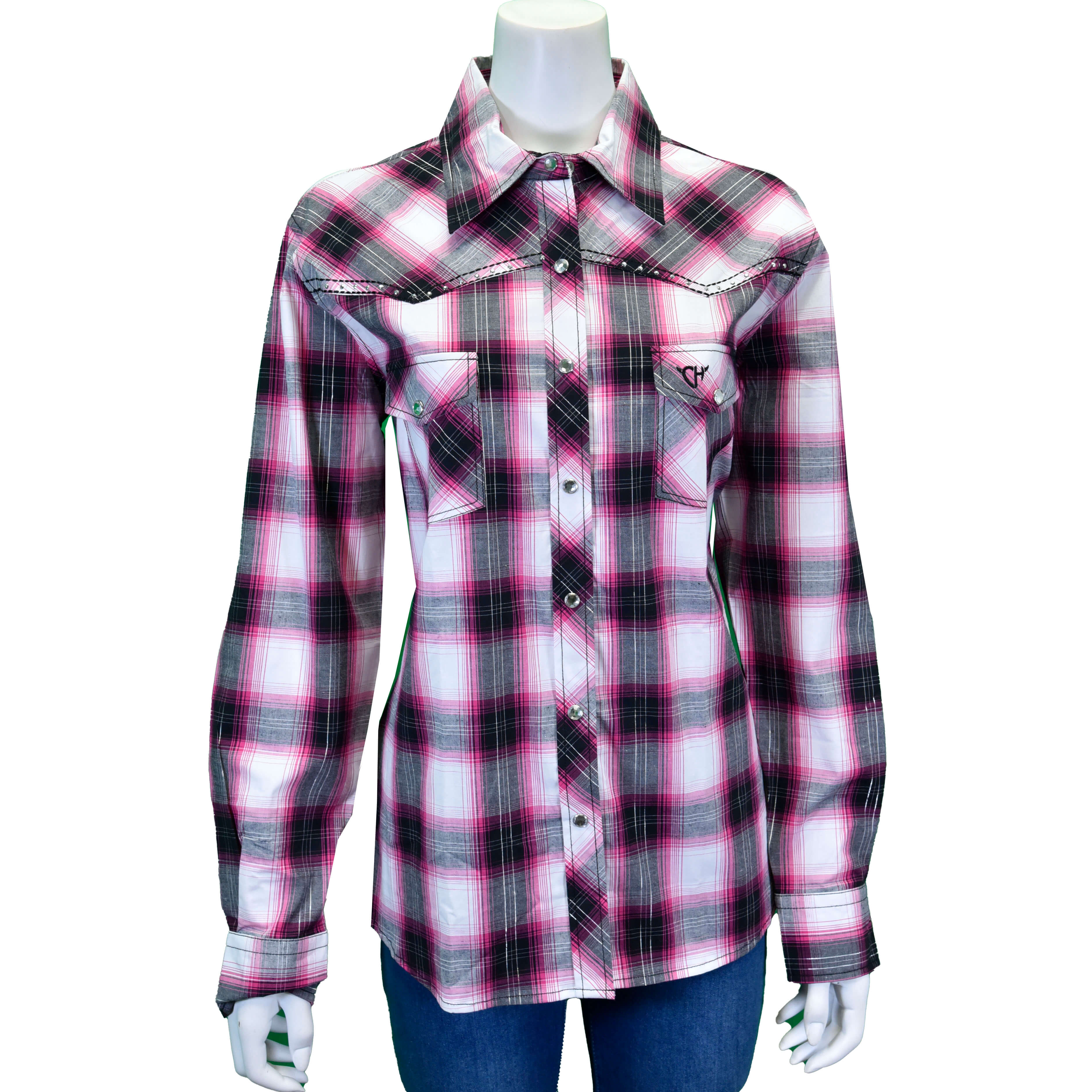 Women's CH Black & Pink "Hombre" Long Sleeve Western Shirt Women's CH Black & Pink "Hombre" Long Sleeve Western Shirt