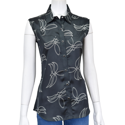 Women's CH Black "Boot Stitch" Sleeveless Western Shirt from Cowboy Hardware