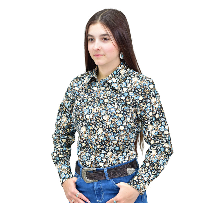 Women's CH Black "Bouquet Floral" Long Sleeve Western Shirt from Cowboy Hardware