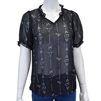 Women's CH Black "Branded Skull" Short Sleeve Blouse from Cowboy Hardware