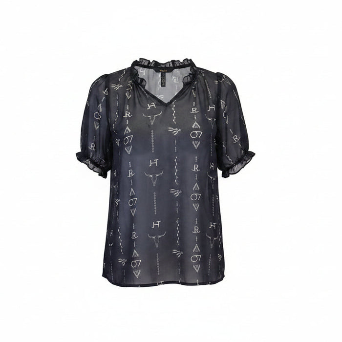 Women's CH Black "Branded Skull" Short Sleeve Blouse from Cowboy Hardware