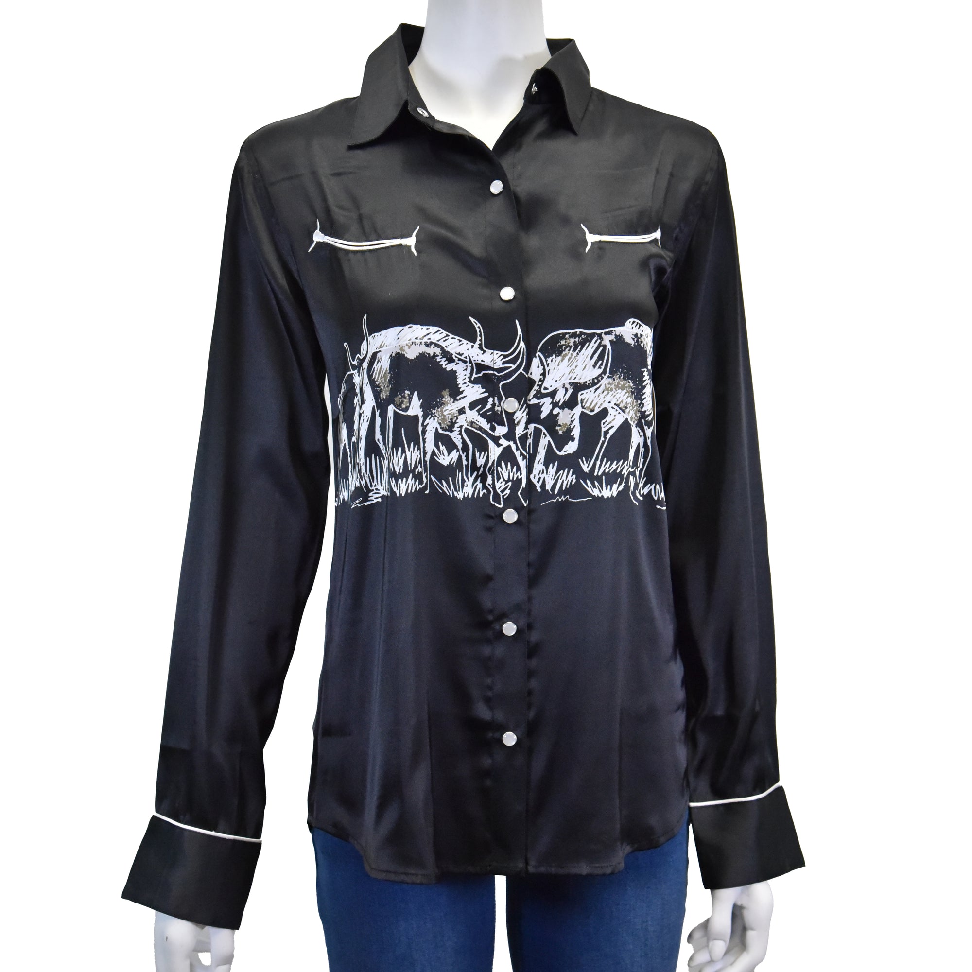 Women’s CH Black “Cattle Herd” Long Sleeve Western Shirt from Cowboy Hardware