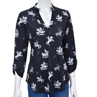 Women’s CH Black “Desert Bronc” ¾ Sleeve Top from Cowboy Hardware