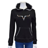 Women’s CH Black “Emb Aztec Steer” Long Sleeve Thermal Shirt from Cowboy Hardware