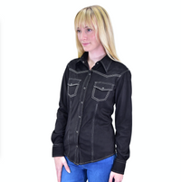 Women's CH Black "Faux Suede" Long Sleeve Western Shirt from Cowboy Hardware