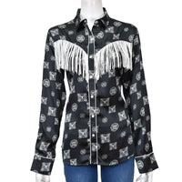Women's CH Black "Fringe Concho" Long Sleeve Western Shirt from Cowboy Hardware