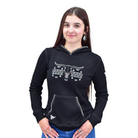 Women's CH Black "Skull Aztec" Long Sleeve w/Hood Thermal Shirt from Cowboy Hardware
