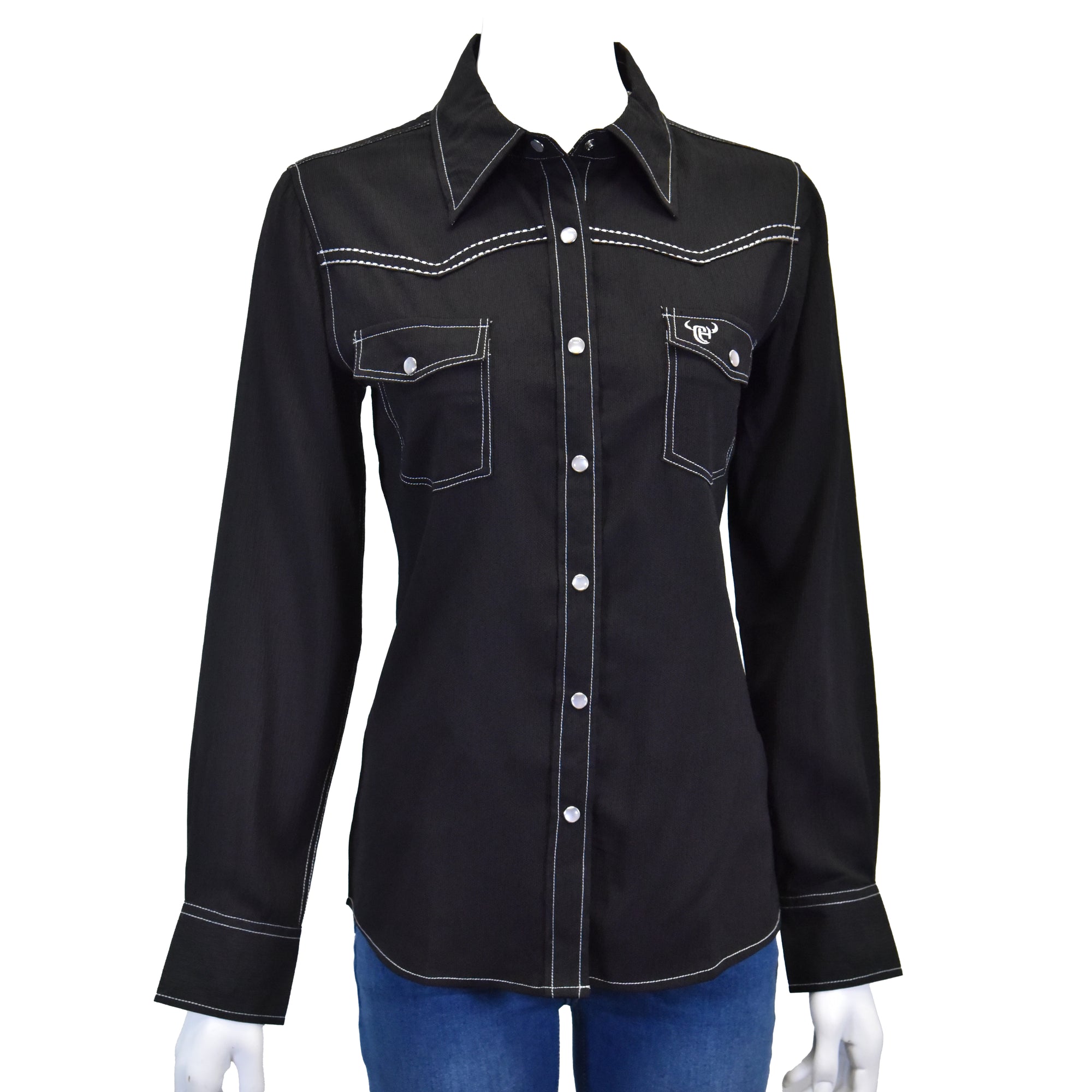 Women’s CH Black “Skull & Roses” Long Sleeve Western Shirt from Cowboy Hardware