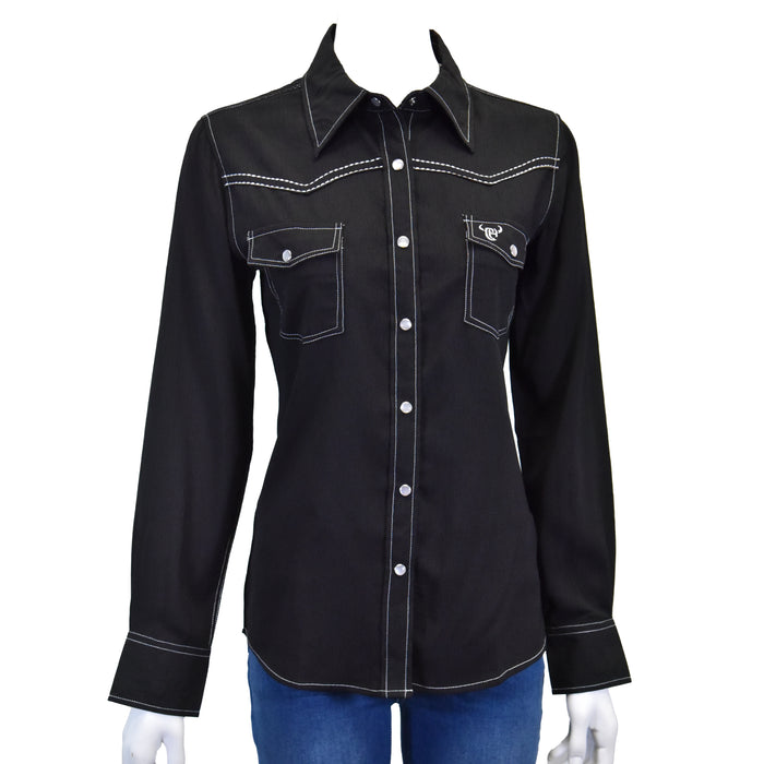 Women’s CH Black “Skull & Roses” Long Sleeve Western Shirt from Cowboy Hardware