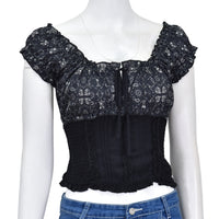 Women’s CH Black “True Bandana” Ruffle Short Sleeve Top from Cowboy Hardware
