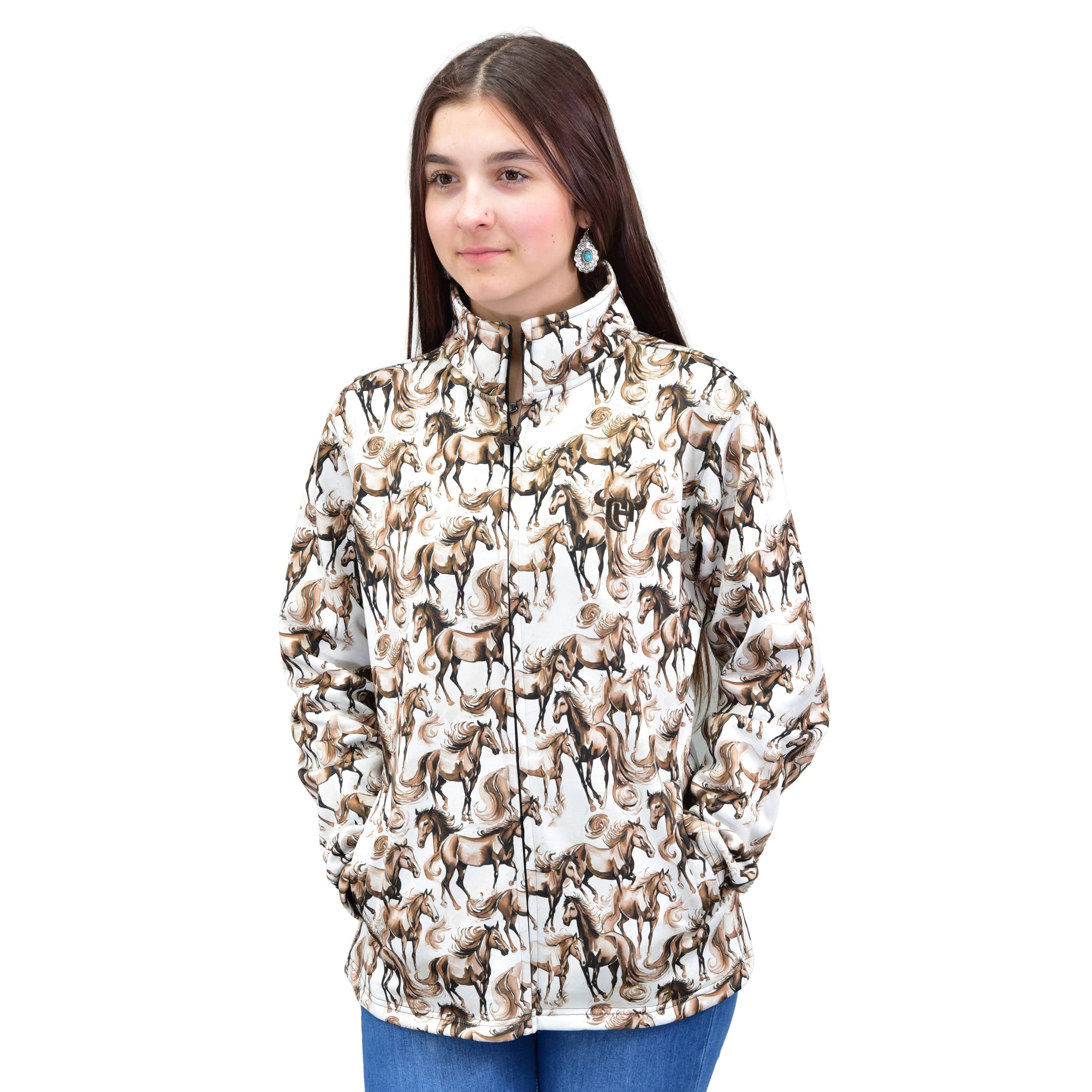 Women's CH Brown "Horse Herd" Full Zip Cadet from Cowboy Hardware