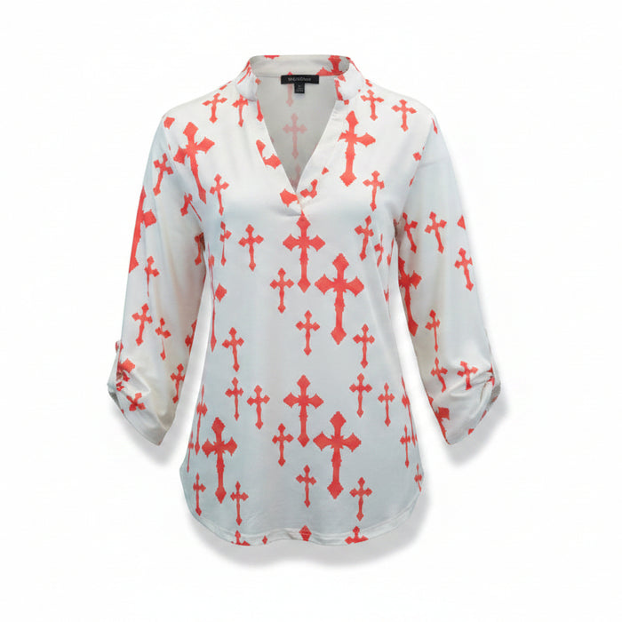 Women's CH Cream "Fashion Cross" Long Sleeve Blouse from Cowboy Hardware