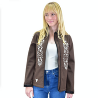 Women's CH Dark Brown "Skull & Roses" Poly Shell Jacket from Cowboy Hardware