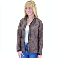Women's CH Dark Brown "Tooled Floral" Poly Shell Jacket from Cowboy Hardware