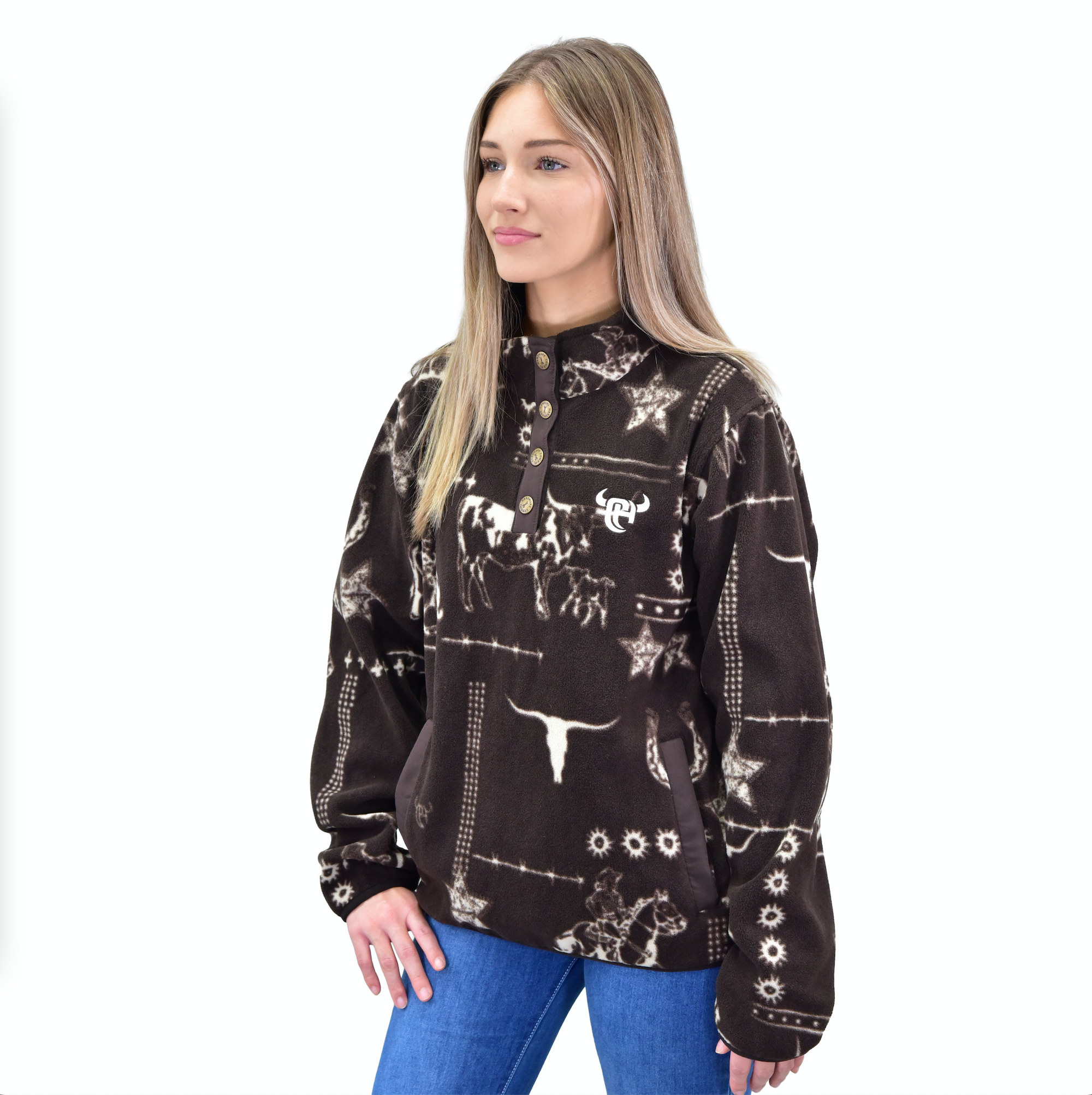 Women's  CH Dark Brown "Western Liberty" Polar Fleece Cadet from Cowboy Hardware