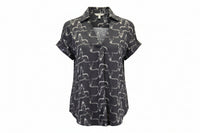Women's CH Dark Chocolate "Skull Collared" Short Sleeve Shirt from Cowboy Hardware