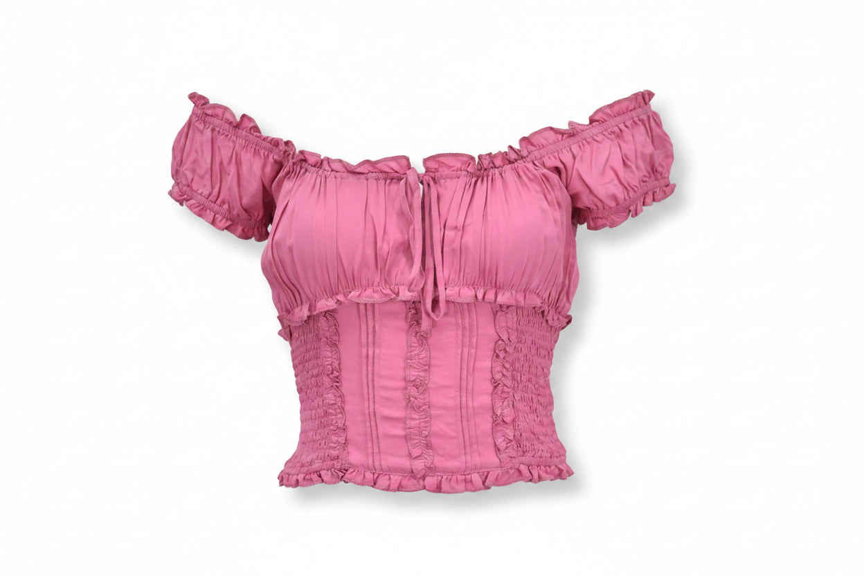 Women's CH Desert Rose "Ruffle Sleeve" Short Sleeve Smock Top from Cowboy Hardware