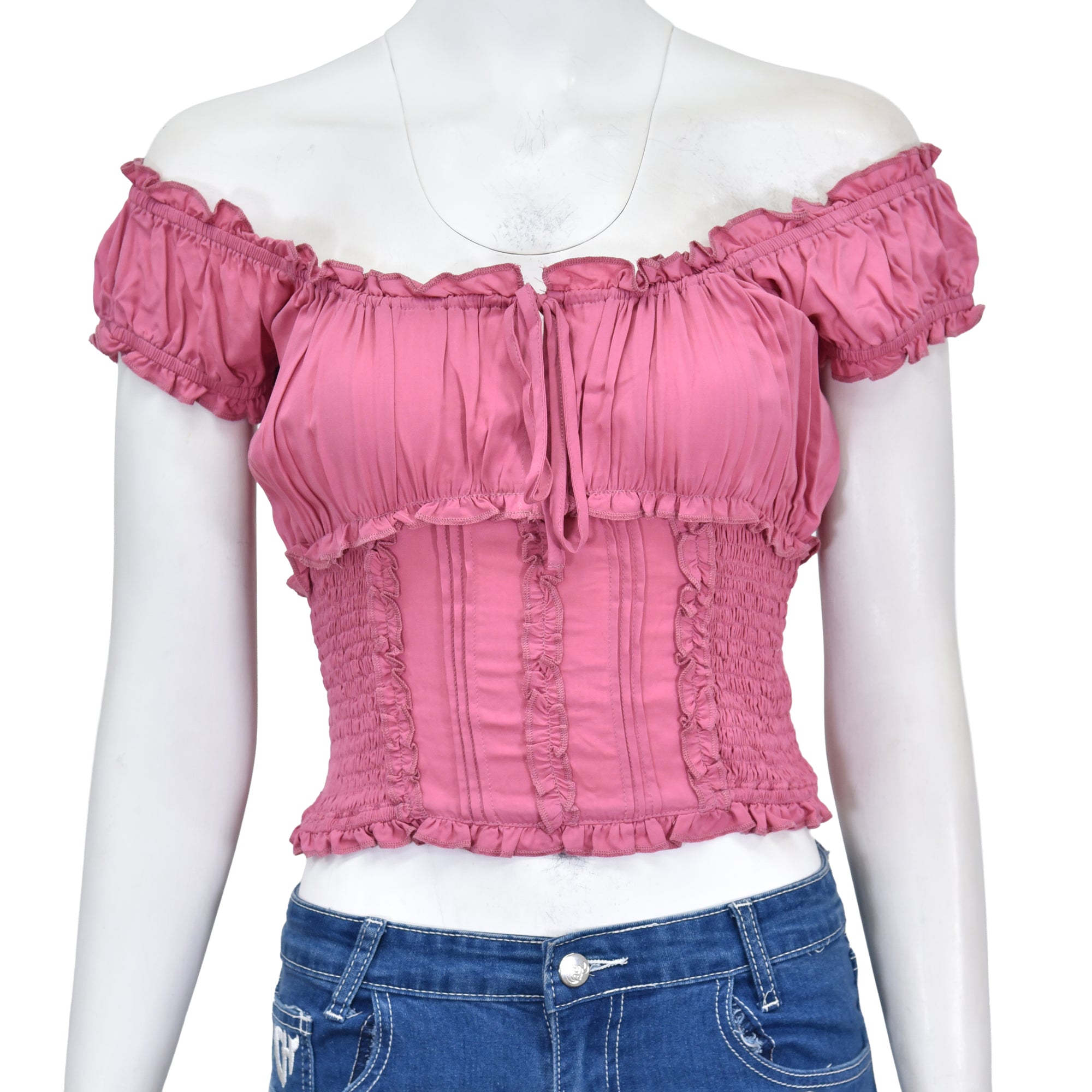 Women's CH Desert Rose "Ruffle Sleeve" Short Sleeve Smock Top from Cowboy Hardware