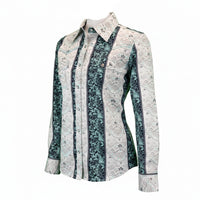 Women’s CH Mint Green “Vine Floral” Long Sleeve Western Shirt from Cowboy Hardware