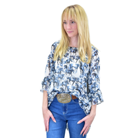 Women's CH Navy "Horse Herd" 3/4 Sleeve Blouse from Cowboy Hardware