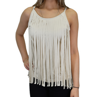 Women's CH Off White "Faux Suede" Fringe Neck Camisole from Cowboy Hardware