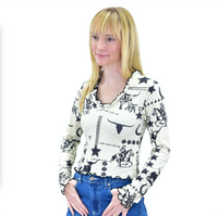 Women's CH Off-White "Western Liberty" Long Sleeve Blouse from Cowboy Hardware
