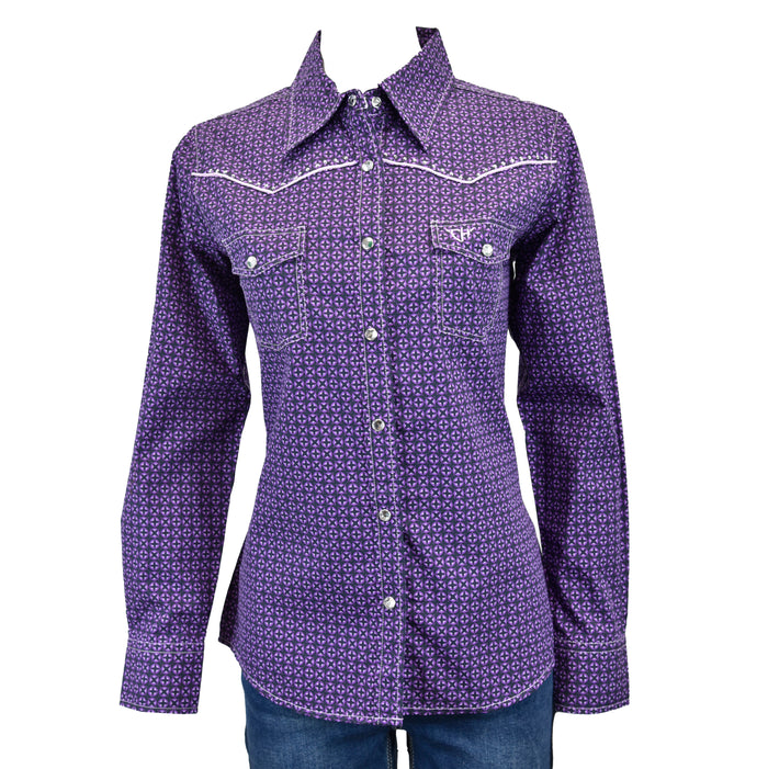 Women’s CH Purple “Circle Star” Long Sleeve Western Shirt from Cowboy Hardware
