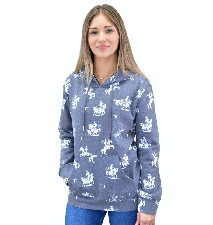 Women's CH Slate Blue "Desert Bronc" Fleece Hoody from Cowboy Hardware