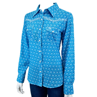 Women’s CH Turquoise “Floral Wave” Long Sleeve Western Shirt from Cowboy Hardware
