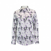 Women's CH White "Cactus Rose" Long Sleeve Western Shirt from Cowboy Hardware