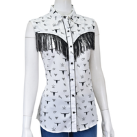 Women's CH White "Branding Irons" Sleeveless Western Shirt from Cowboy Hardware