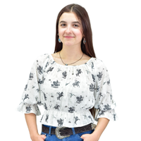 Women's CH White "Desert Cowpoke" 3/4 Sleeve Blouse from Cowboy Hardware