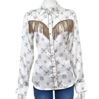 Women's CH White "Fringe Concho" Long Sleeve Western Shirt from Cowboy Hardware