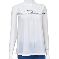Women's CH White "Skull & Barb" Embroidered Tank Top from Cowboy Hardware