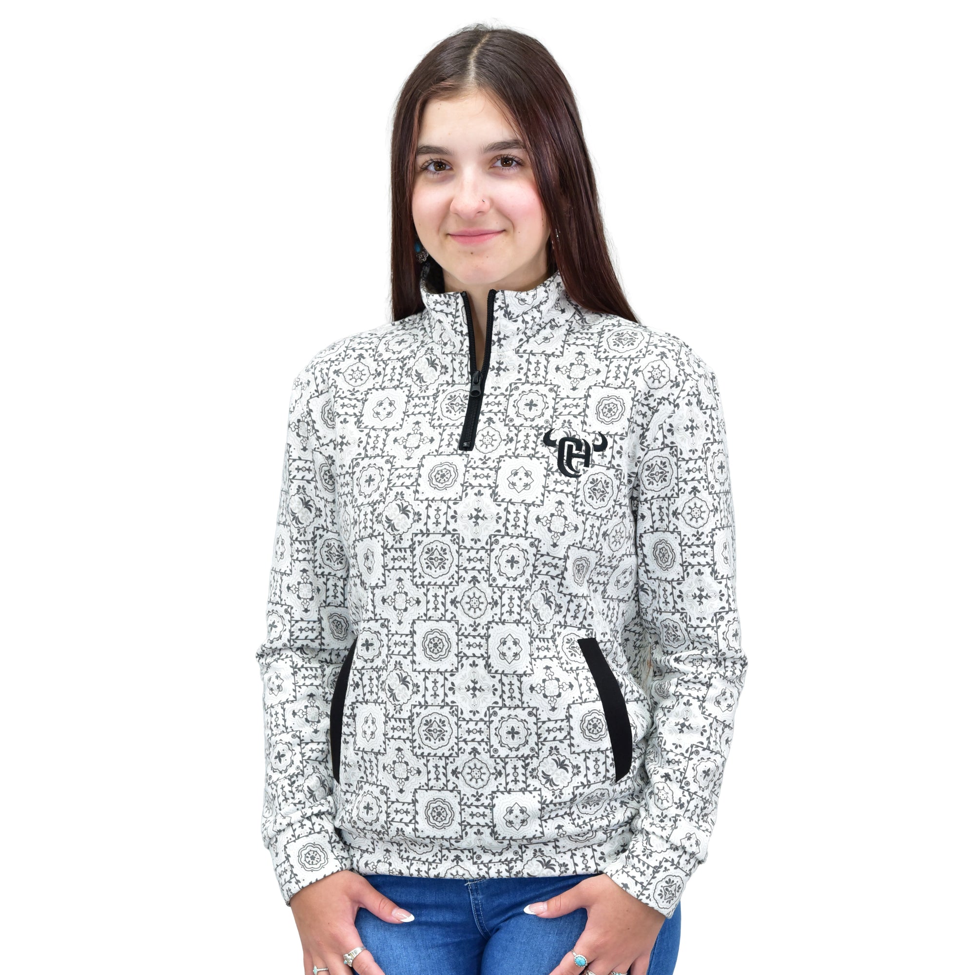Women's CH White "Vine Bandana" Fleece Cadet from Cowboy Hardware