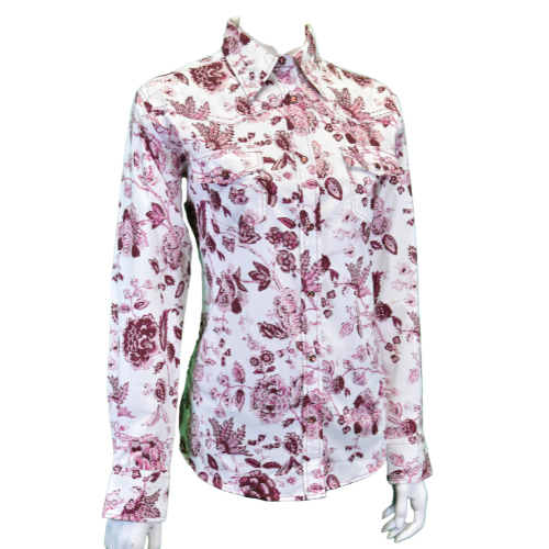 Women’s CH White “Wildflower” Long Sleeve Western Shirt from Cowboy Hardware