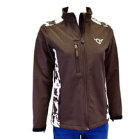 Women's CH "Cow-print Accent" Chocolate Poly Shell Jacket from Cowboy Hardware