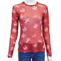 Women's CH "Desert Bronc" Red Long Sleeve Blouse from Cowboy Hardware