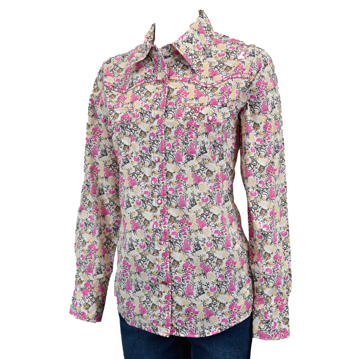Women's CH "Floral Country" Pink Long Sleeve Western Shirt from Cowboy Hardware