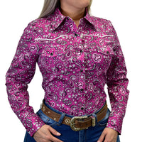 Women's CH "Fun Paisley" Berry Long Sleeve Western Shirt from Cowboy Hardware