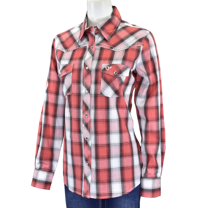 Women's CH "Hombre w/Cross" Coral Long Sleeve Western Shirt from Cowboy Hardware