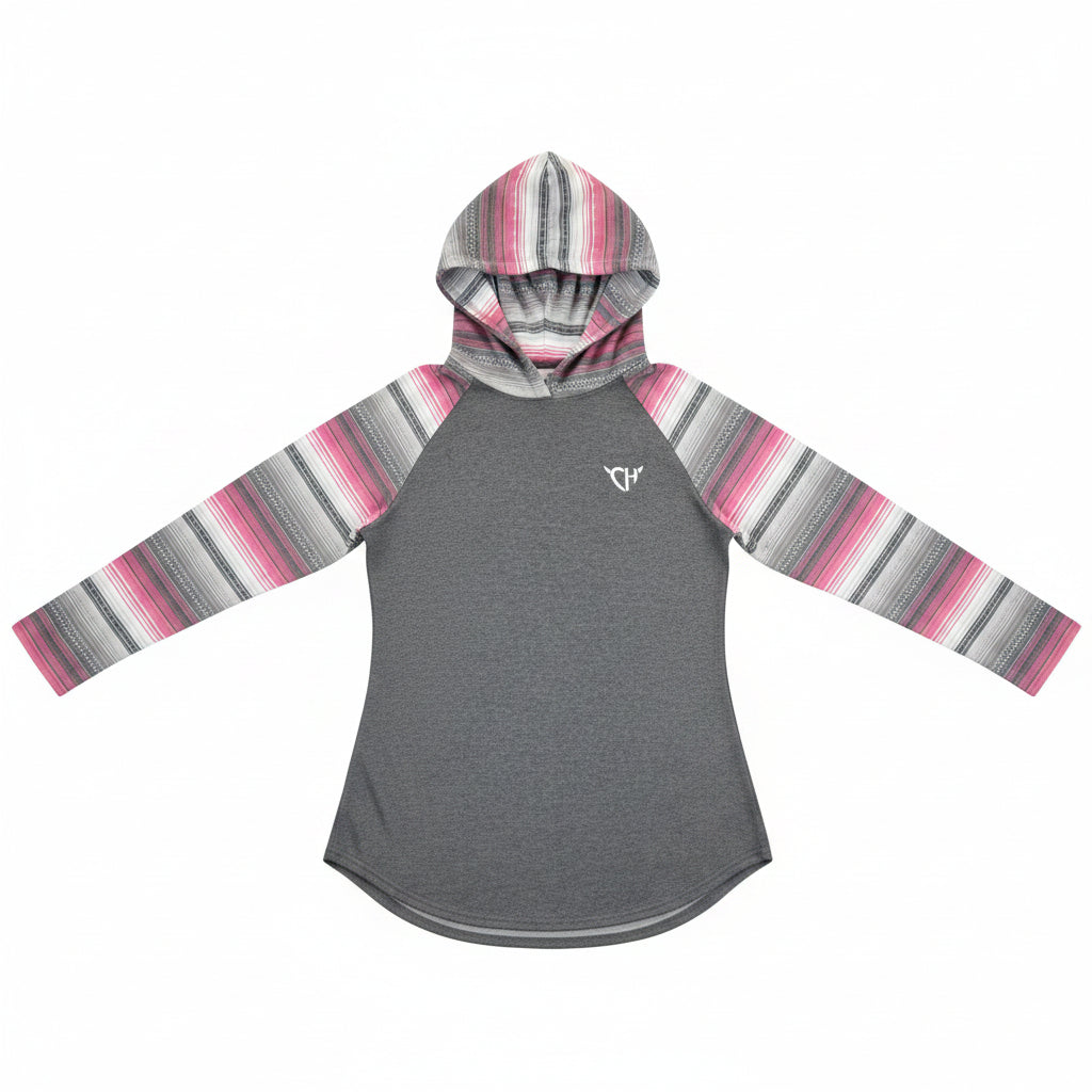 Women's CH "Serape Aztec" Charcoal Long Sleeve Shirt w/Hood from Cowboy Hardware