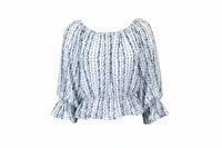 Women's CH "Striped Floral" White 3/4 Sleeve Blouse from Cowboy Hardware