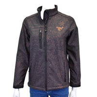 Women's CH "Tooled Floral" Chocolate Poly Shell Jacket from Cowboy Hardware
