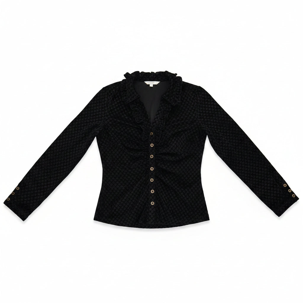 Women's CH "Velvet Button Up"  Black Long Sleeve Blouse from Cowboy Hardware