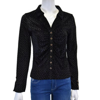 Women's CH "Velvet Button Up"  Black Long Sleeve Blouse from Cowboy Hardware