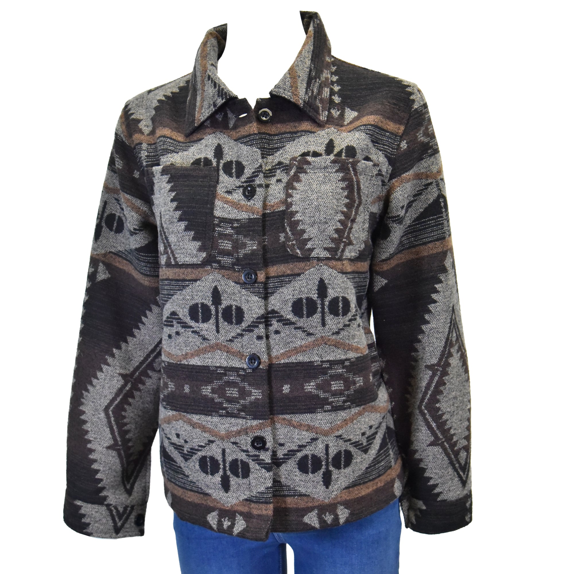 Women's CH "Wool Button-Up" Brown Jacket from Cowboy Hardware