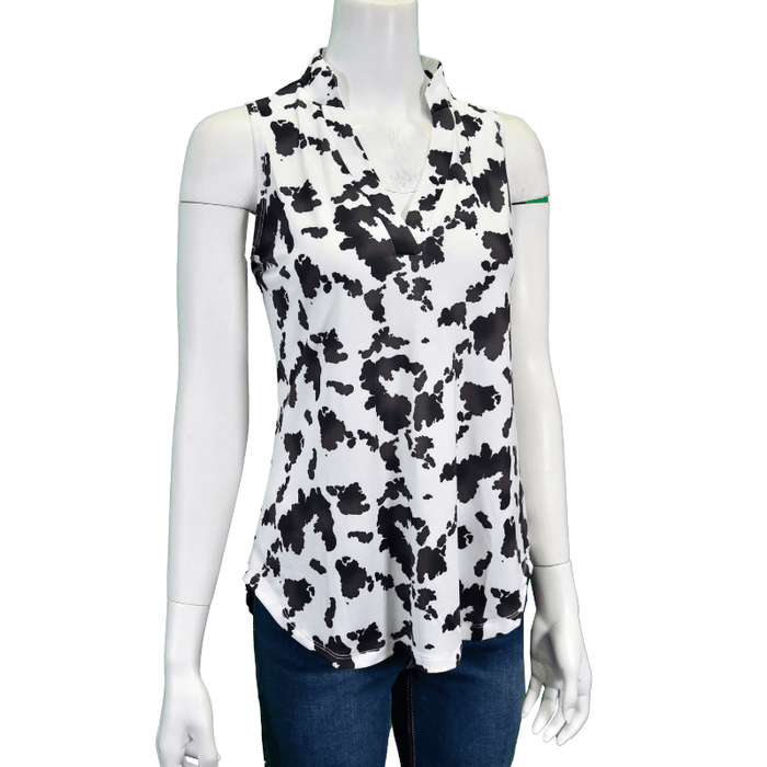 Women's Cowgirl Black & Brown Moody Cow Hi Lo Tank from Cowboy Hardware
