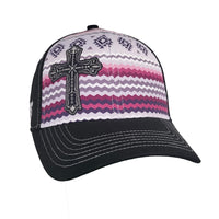 Women's Cowgirl Hardware Black Sequin Cross Snap Back Cap from Cowboy Hardware