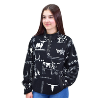 Women's Cowgirl Hardware Black "Western Liberty" Polar Fleece Cadet from Cowboy Hardware